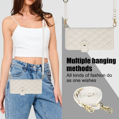 For Samsung Galaxy Z Fold3 Crossbody Multifunction Rhombic Leather Phone Case(White) - Galaxy Phone Cases by buy2fix | Online Shopping UK | buy2fix