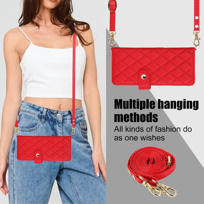 For Samsung Galaxy Z Fold3 Crossbody Multifunction Rhombic Leather Phone Case(Red) - Galaxy Phone Cases by buy2fix | Online Shopping UK | buy2fix