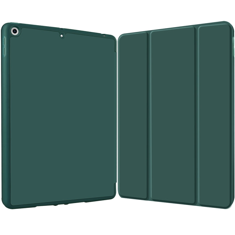For iPad 10.2 2021 / 2020 / 2019 3-fold TPU Smart Leather Tablet Case with Pen Slot(Dark Green) - iPad 10.2 Cases by buy2fix | Online Shopping UK | buy2fix