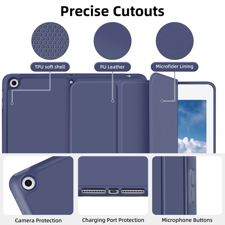 For iPad 10.2 2021 / 2020 / 2019 3-fold TPU Smart Leather Tablet Case with Pen Slot(Royal Blue) - iPad 10.2 Cases by buy2fix | Online Shopping UK | buy2fix