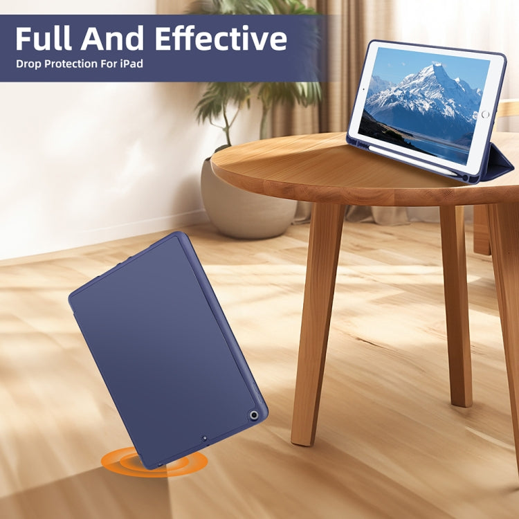 For iPad 10.2 2021 / 2020 / 2019 3-fold TPU Smart Leather Tablet Case with Pen Slot(Royal Blue) - iPad 10.2 Cases by buy2fix | Online Shopping UK | buy2fix