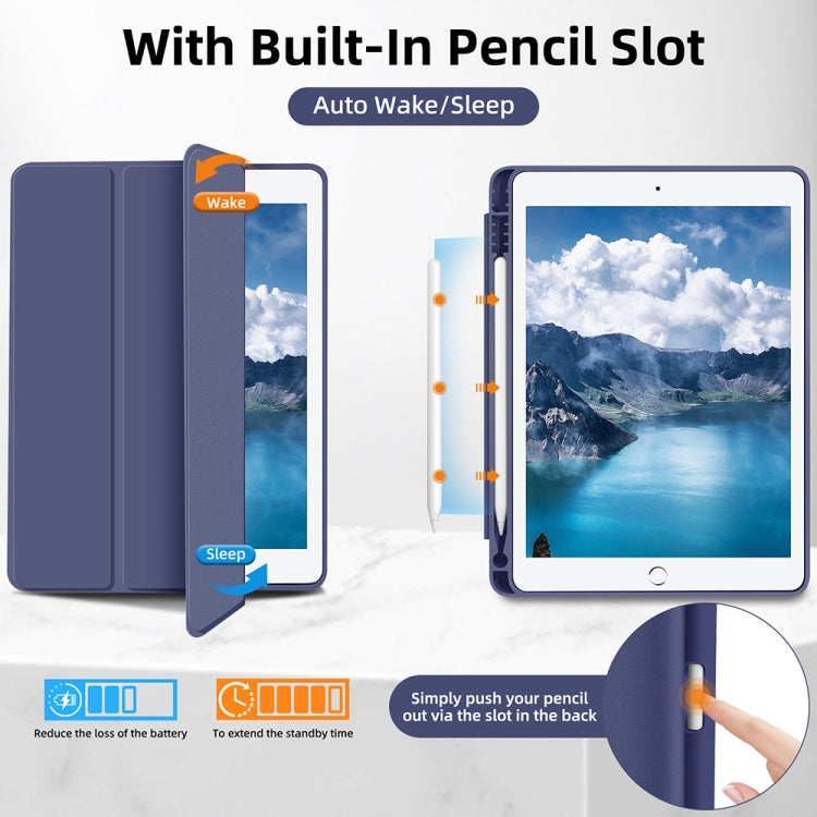 For iPad 10.2 2021 / 2020 / 2019 3-fold TPU Smart Leather Tablet Case with Pen Slot(Royal Blue) - iPad 10.2 Cases by buy2fix | Online Shopping UK | buy2fix