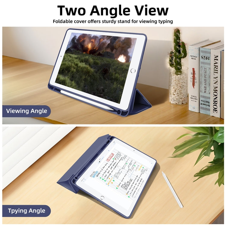 For iPad 10.2 2021 / 2020 / 2019 3-fold TPU Smart Leather Tablet Case with Pen Slot(Royal Blue) - iPad 10.2 Cases by buy2fix | Online Shopping UK | buy2fix