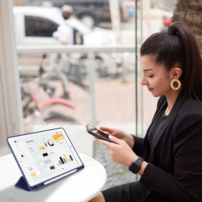 For iPad 10.2 2021 / 2020 / 2019 3-fold TPU Smart Leather Tablet Case with Pen Slot(Royal Blue) - iPad 10.2 Cases by buy2fix | Online Shopping UK | buy2fix