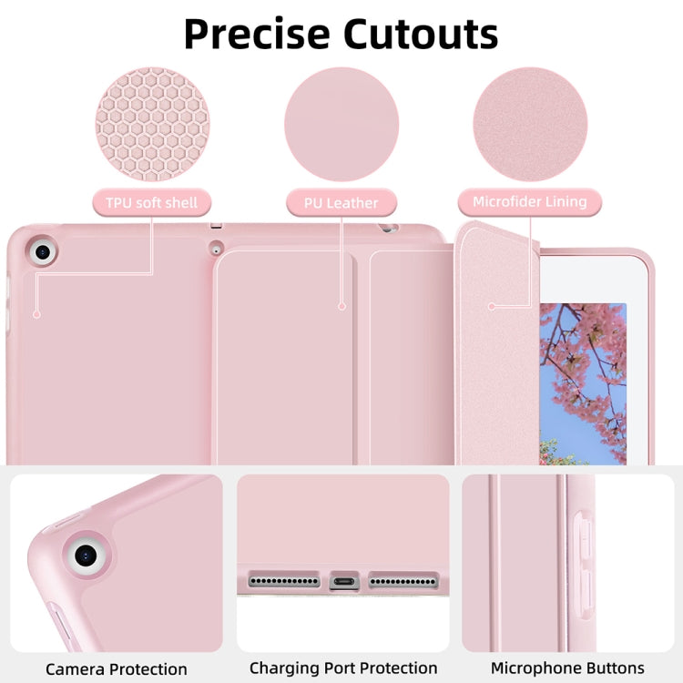 For iPad 10.2 2021 / 2020 / 2019 3-fold TPU Smart Leather Tablet Case with Pen Slot(Pink) - iPad 10.2 Cases by buy2fix | Online Shopping UK | buy2fix