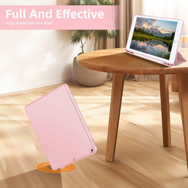 For iPad 10.2 2021 / 2020 / 2019 3-fold TPU Smart Leather Tablet Case with Pen Slot(Pink) - iPad 10.2 Cases by buy2fix | Online Shopping UK | buy2fix