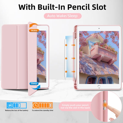 For iPad 10.2 2021 / 2020 / 2019 3-fold TPU Smart Leather Tablet Case with Pen Slot(Pink) - iPad 10.2 Cases by buy2fix | Online Shopping UK | buy2fix