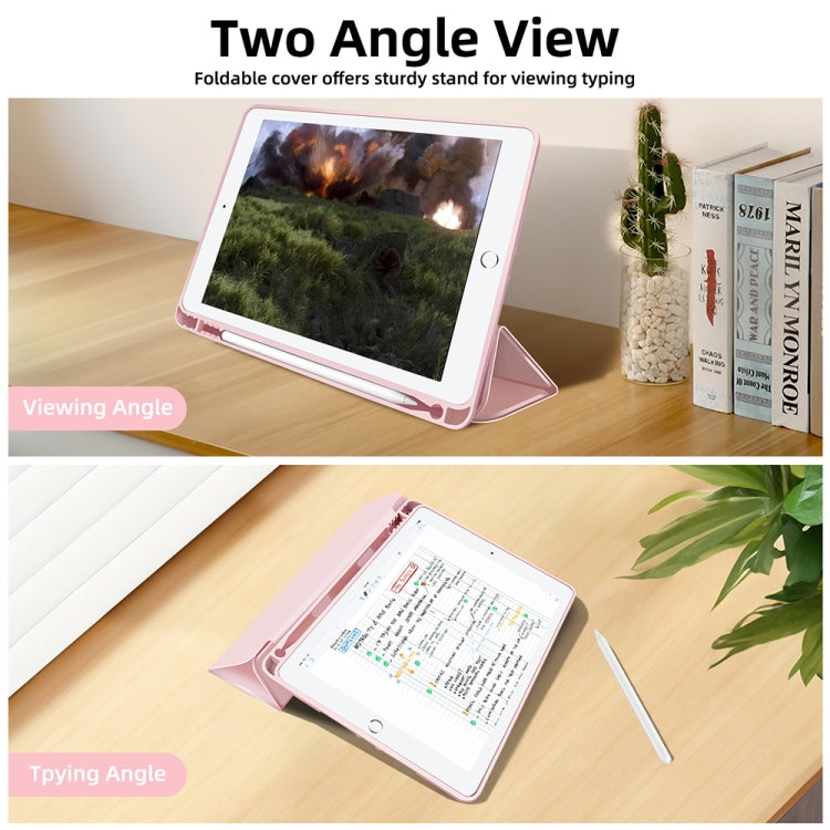 For iPad 10.2 2021 / 2020 / 2019 3-fold TPU Smart Leather Tablet Case with Pen Slot(Pink) - iPad 10.2 Cases by buy2fix | Online Shopping UK | buy2fix