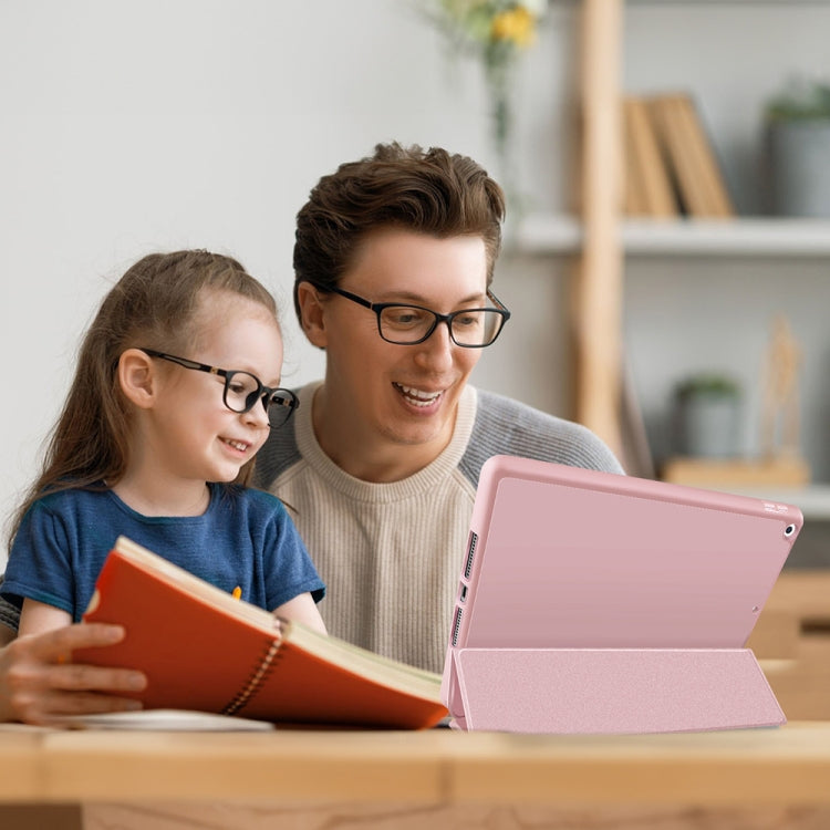 For iPad 10.2 2021 / 2020 / 2019 3-fold TPU Smart Leather Tablet Case with Pen Slot(Pink) - iPad 10.2 Cases by buy2fix | Online Shopping UK | buy2fix
