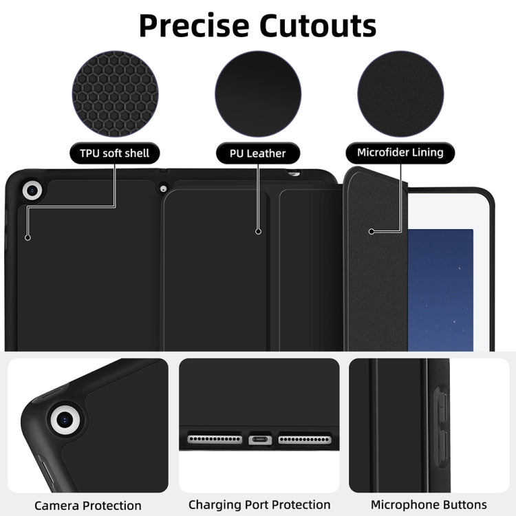 For iPad 10.2 2021 / 2020 / 2019 3-fold TPU Smart Leather Tablet Case with Pen Slot(Black) - iPad 10.2 Cases by buy2fix | Online Shopping UK | buy2fix