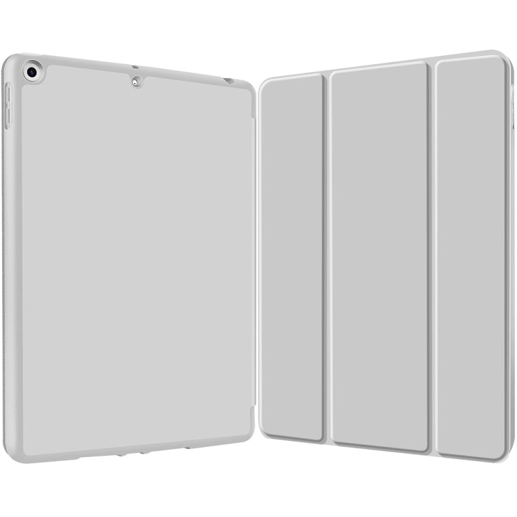 For iPad 10.2 2021 / 2020 / 2019 3-fold TPU Smart Leather Tablet Case with Pen Slot(Grey) - iPad 10.2 Cases by buy2fix | Online Shopping UK | buy2fix