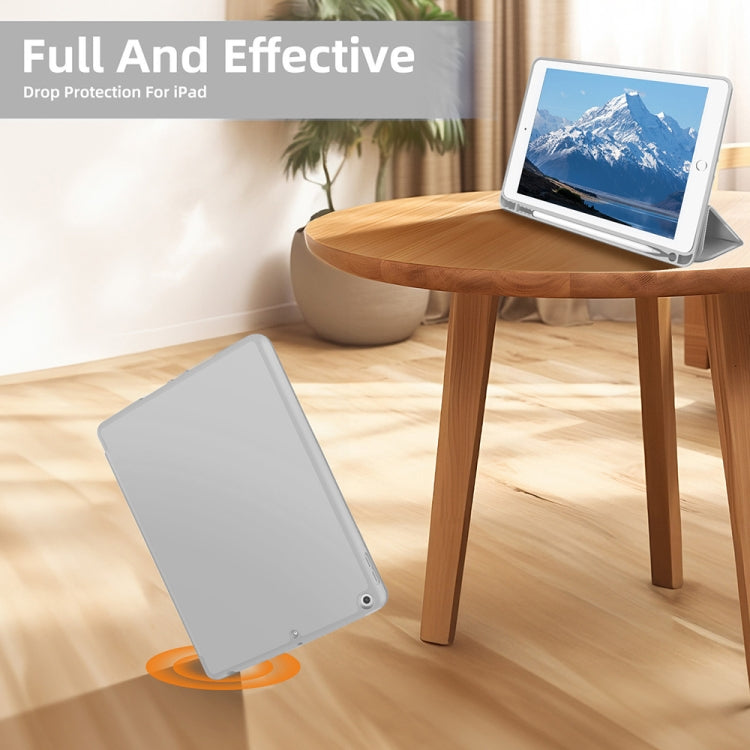 For iPad 10.2 2021 / 2020 / 2019 3-fold TPU Smart Leather Tablet Case with Pen Slot(Grey) - iPad 10.2 Cases by buy2fix | Online Shopping UK | buy2fix