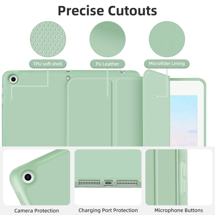 For iPad 10.2 2021 / 2020 / 2019 3-fold TPU Smart Leather Tablet Case with Pen Slot(Green) - iPad 10.2 Cases by buy2fix | Online Shopping UK | buy2fix