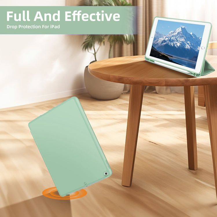 For iPad 10.2 2021 / 2020 / 2019 3-fold TPU Smart Leather Tablet Case with Pen Slot(Green) - iPad 10.2 Cases by buy2fix | Online Shopping UK | buy2fix