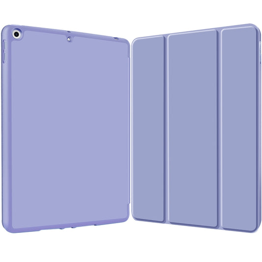 For iPad 10.2 2021 / 2020 / 2019 3-fold TPU Smart Leather Tablet Case with Pen Slot(Lavender Purple) - iPad 10.2 Cases by buy2fix | Online Shopping UK | buy2fix