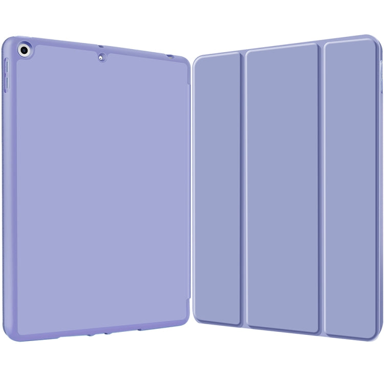 For iPad 10.2 2021 / 2020 / 2019 3-fold TPU Smart Leather Tablet Case with Pen Slot(Lavender Purple) - iPad 10.2 Cases by buy2fix | Online Shopping UK | buy2fix