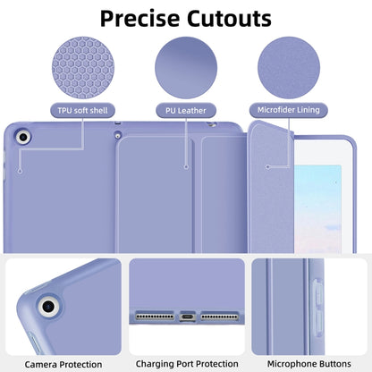 For iPad 10.2 2021 / 2020 / 2019 3-fold TPU Smart Leather Tablet Case with Pen Slot(Lavender Purple) - iPad 10.2 Cases by buy2fix | Online Shopping UK | buy2fix