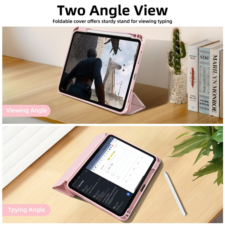 For iPad 2025 / 2022 3-fold TPU Smart Leather Tablet Case with Pen Slot(Pink) - iPad 2025 / 2022 Cases by buy2fix | Online Shopping UK | buy2fix