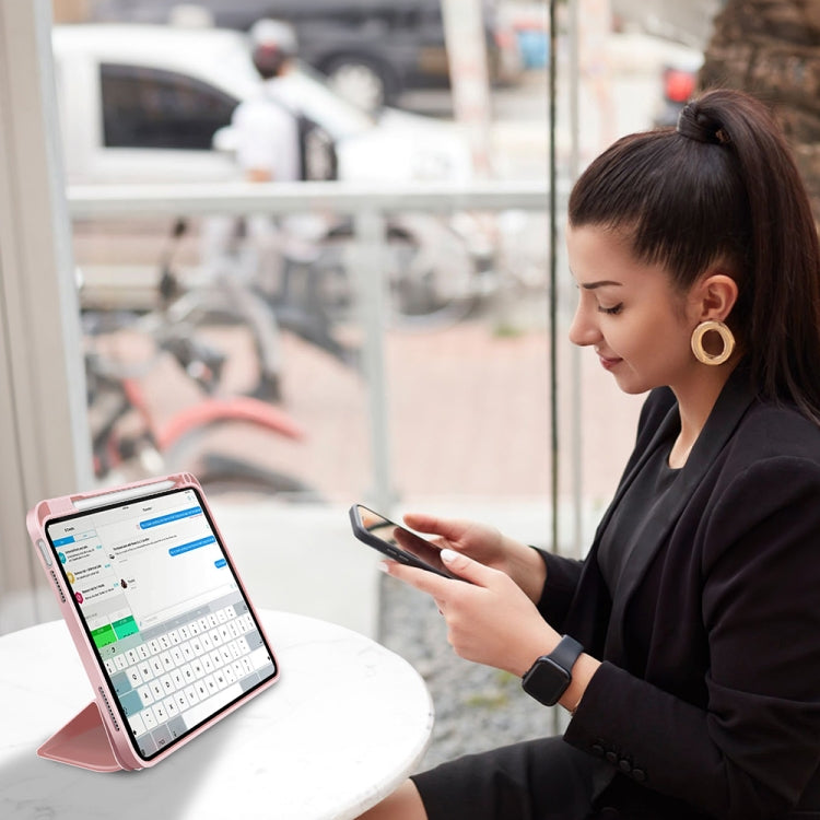 For iPad 2025 / 2022 3-fold TPU Smart Leather Tablet Case with Pen Slot(Pink) - iPad 2025 / 2022 Cases by buy2fix | Online Shopping UK | buy2fix