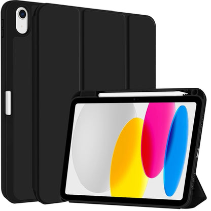 For iPad 2025 / 2022 3-fold TPU Smart Leather Tablet Case with Pen Slot(Black) - iPad 2025 / 2022 Cases by buy2fix | Online Shopping UK | buy2fix
