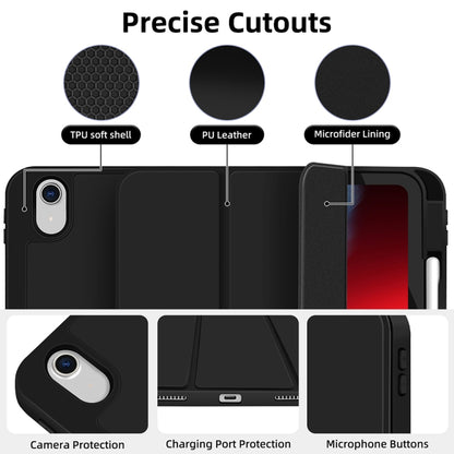 For iPad 2025 / 2022 3-fold TPU Smart Leather Tablet Case with Pen Slot(Black) - iPad 2025 / 2022 Cases by buy2fix | Online Shopping UK | buy2fix