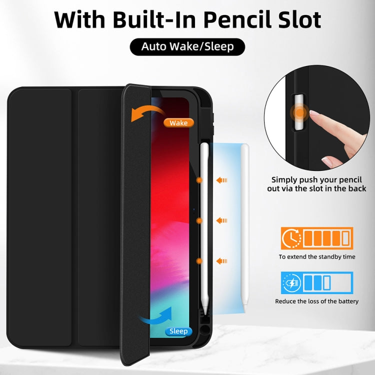 For iPad 2025 / 2022 3-fold TPU Smart Leather Tablet Case with Pen Slot(Black) - iPad 2025 / 2022 Cases by buy2fix | Online Shopping UK | buy2fix