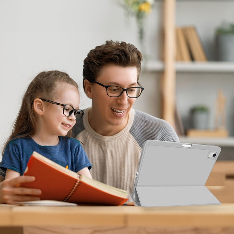 For iPad 2025 / 2022 3-fold TPU Smart Leather Tablet Case with Pen Slot(Grey) - iPad 2025 / 2022 Cases by buy2fix | Online Shopping UK | buy2fix