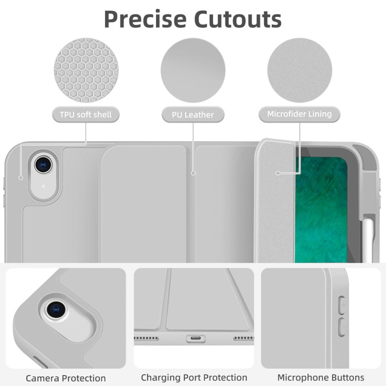 For iPad Air 5 / 4 3-fold TPU Smart Leather Tablet Case with Pen Slot(Grey) - iPad Air (2022) / (2020) 10.9 Cases by buy2fix | Online Shopping UK | buy2fix