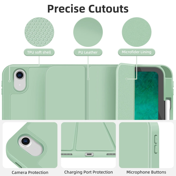 For iPad Air 5 / 4 3-fold TPU Smart Leather Tablet Case with Pen Slot(Green) - iPad Air (2022) / (2020) 10.9 Cases by buy2fix | Online Shopping UK | buy2fix