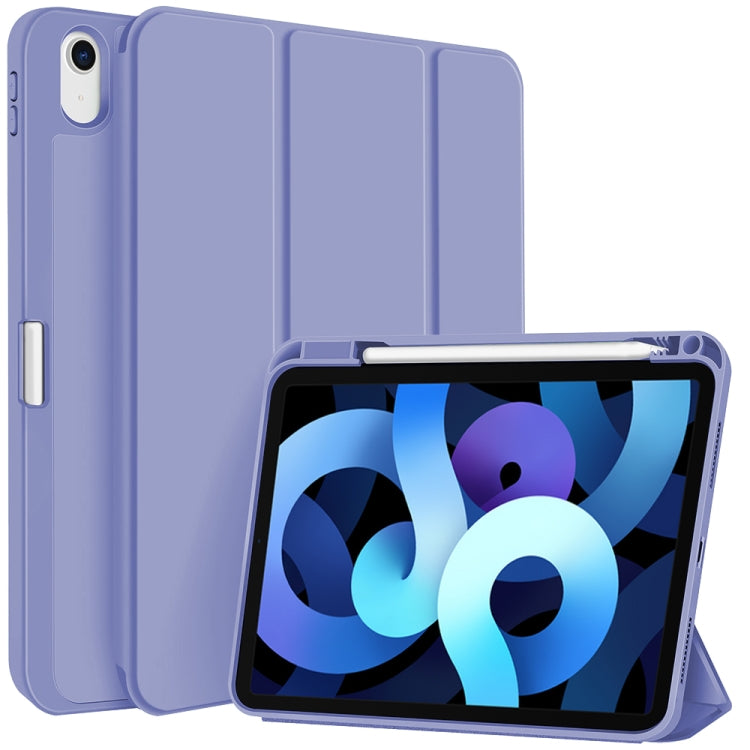 For iPad Air 5 / 4 3-fold TPU Smart Leather Tablet Case with Pen Slot(Lavender Purple) - iPad Air (2022) / (2020) 10.9 Cases by buy2fix | Online Shopping UK | buy2fix
