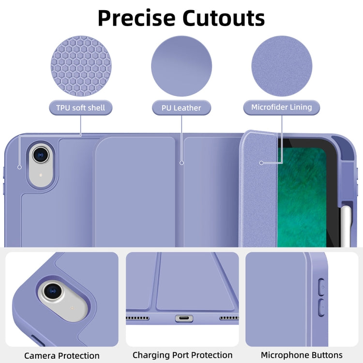 For iPad Air 5 / 4 3-fold TPU Smart Leather Tablet Case with Pen Slot(Lavender Purple) - iPad Air (2022) / (2020) 10.9 Cases by buy2fix | Online Shopping UK | buy2fix