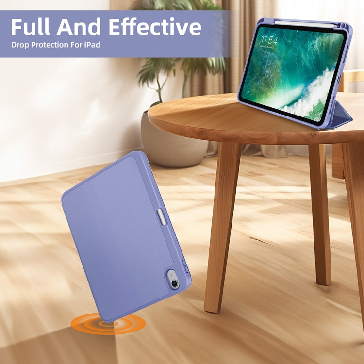 For iPad Air 5 / 4 3-fold TPU Smart Leather Tablet Case with Pen Slot(Lavender Purple) - iPad Air (2022) / (2020) 10.9 Cases by buy2fix | Online Shopping UK | buy2fix
