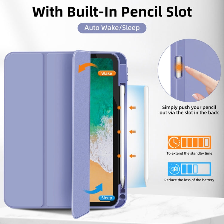 For iPad Air 5 / 4 3-fold TPU Smart Leather Tablet Case with Pen Slot(Lavender Purple) - iPad Air (2022) / (2020) 10.9 Cases by buy2fix | Online Shopping UK | buy2fix