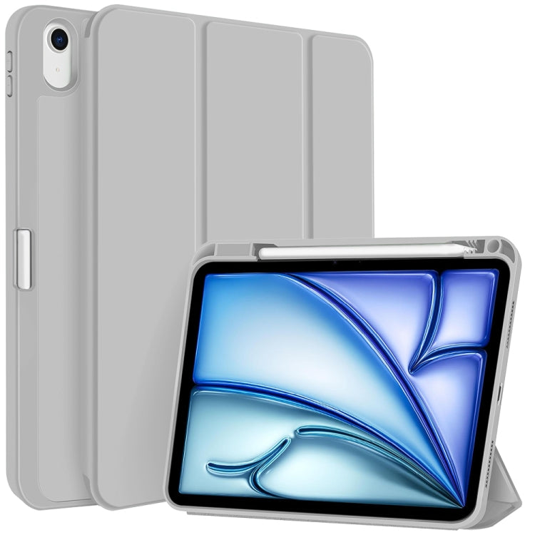 For iPad Air 11 2025 / 2024 3-fold TPU Smart Leather Tablet Case with Pen Slot(Grey) - iPad Air 11 2025 / 2024 Cases by buy2fix | Online Shopping UK | buy2fix