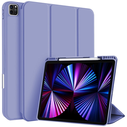 For iPad Pro 11 2022 / 2021 / 2020 3-fold TPU Smart Leather Tablet Case with Pen Slot(Lavender Purple) - iPad Pro 11 (2022/2021) Cases by buy2fix | Online Shopping UK | buy2fix