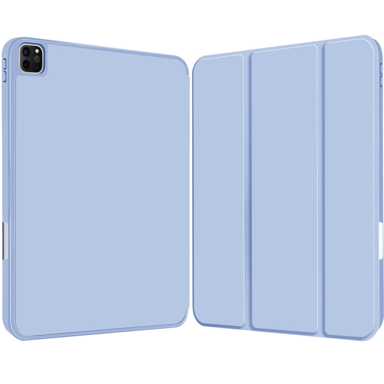 For iPad Pro 12.9 3-fold TPU Smart Leather Tablet Case with Pen Slot(Ice Blue) - iPad Pro 12.9 (2020) Cases by buy2fix | Online Shopping UK | buy2fix