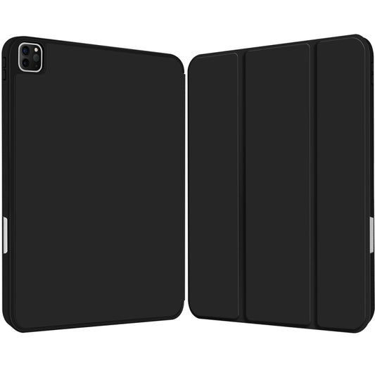 For iPad Pro 12.9 3-fold TPU Smart Leather Tablet Case with Pen Slot(Black) - iPad Pro 12.9 (2020) Cases by buy2fix | Online Shopping UK | buy2fix