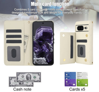 For Google Pixel 8a Crossbody Multifunction Rhombic Leather Phone Case(White) by buy2fix