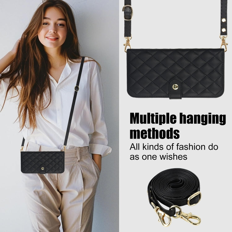 For Google Pixel 9 Pro XL Crossbody Multifunction Rhombic Leather Phone Case(Black) by buy2fix