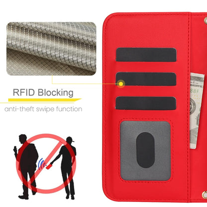 For Google Pixel 9 Pro XL Crossbody Multifunction Rhombic Leather Phone Case(Red) by buy2fix