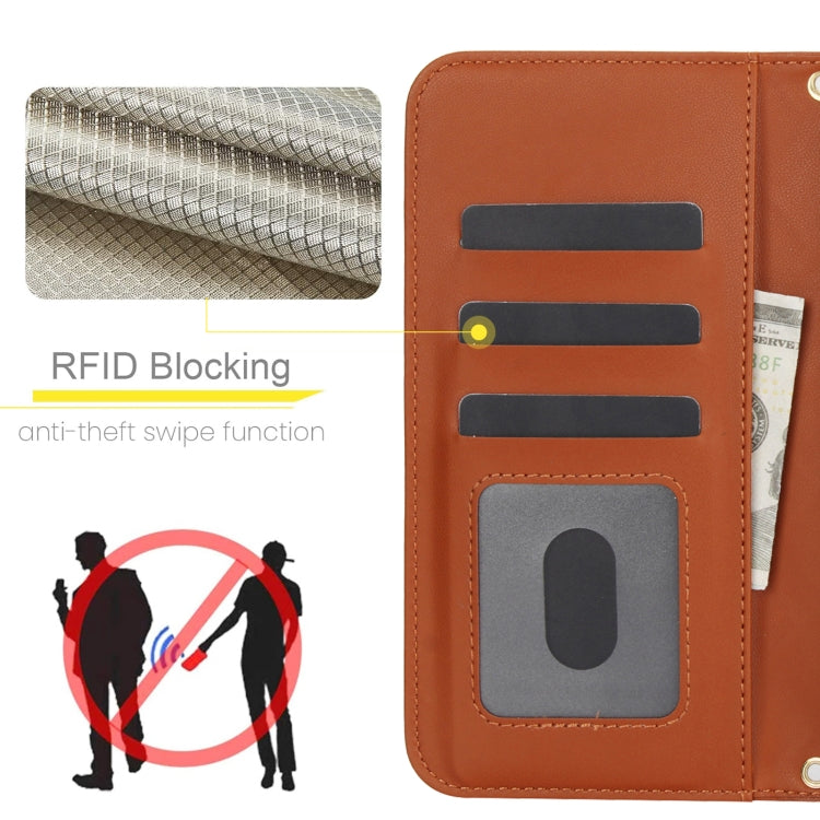 For Google Pixel 9 Pro XL Crossbody Multifunction Rhombic Leather Phone Case(Brown) by buy2fix