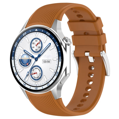 For OPPO Watch X2 Vertical Texture Silicone Watch Band(Brown) - Watch Bands by buy2fix | Online Shopping UK | buy2fix