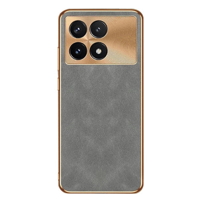 For Xiaomi Redmi K70 Pro Electroplating Lambskin Leather Phone Case(Grey) - Xiaomi Cases by buy2fix | Online Shopping UK | buy2fix