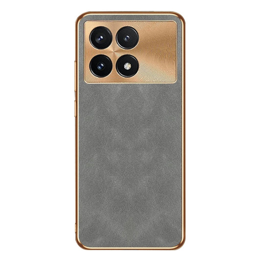 For Xiaomi Redmi K70 Pro Electroplating Lambskin Leather Phone Case(Grey) - Xiaomi Cases by buy2fix | Online Shopping UK | buy2fix