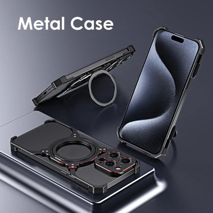 For iPhone 13 Pro Max Mechanical Arm Borderless MagSafe Holder Metal Phone Case(Black Purple) - iPhone 13 Pro Max Cases by buy2fix | Online Shopping UK | buy2fix