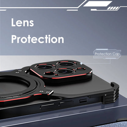 For iPhone 15 Pro Max Mechanical Arm Borderless MagSafe Holder Metal Phone Case(Silver) - iPhone 15 Pro Max Cases by buy2fix | Online Shopping UK | buy2fix