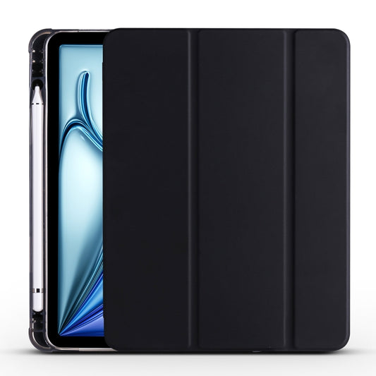 For iPad Air 11 2025 / 2024 3-fold TPU Leather Smart Tablet Case with Pen Slot(Black) - iPad Air 11 2025 / 2024 Cases by buy2fix | Online Shopping UK | buy2fix