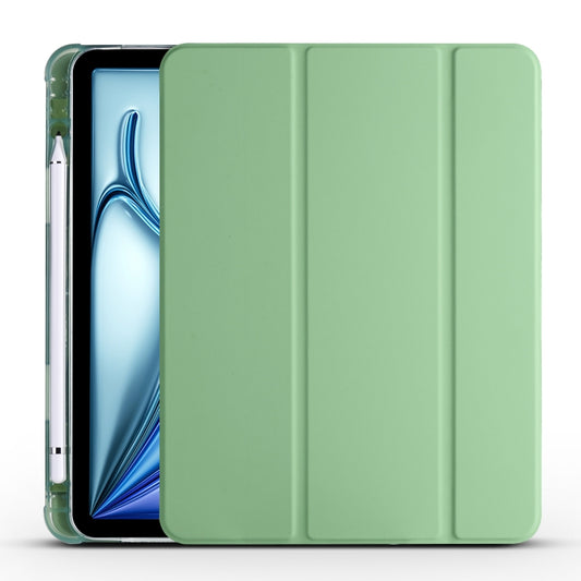 For iPad Air 11 2025 / 2024 3-fold TPU Leather Smart Tablet Case with Pen Slot(Matcha Green) - iPad Air 11 2025 / 2024 Cases by buy2fix | Online Shopping UK | buy2fix