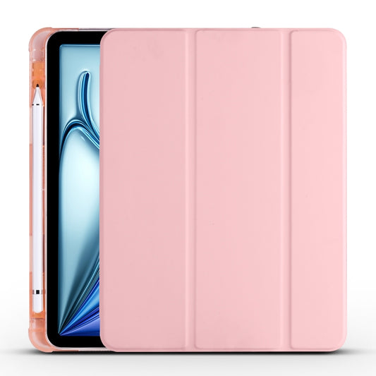 For iPad Air 11 2025 / 2024 3-fold TPU Leather Smart Tablet Case with Pen Slot(Pink) - iPad Air 11 2025 / 2024 Cases by buy2fix | Online Shopping UK | buy2fix