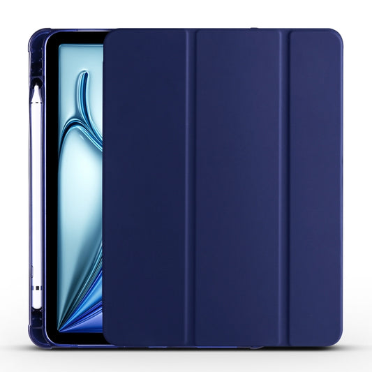 For iPad Air 11 2025 / 2024 3-fold TPU Leather Smart Tablet Case with Pen Slot(Dark Blue) - iPad Air 11 2025 / 2024 Cases by buy2fix | Online Shopping UK | buy2fix